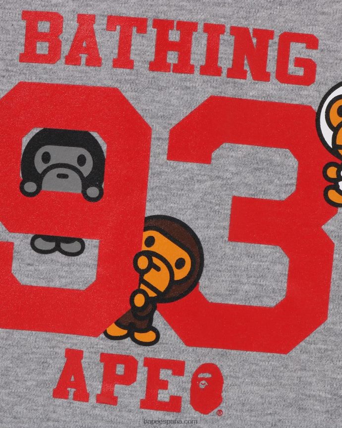 niños A Bathing Ape camiseta beisbol bebe milo 288PLL1346 gris oscuro