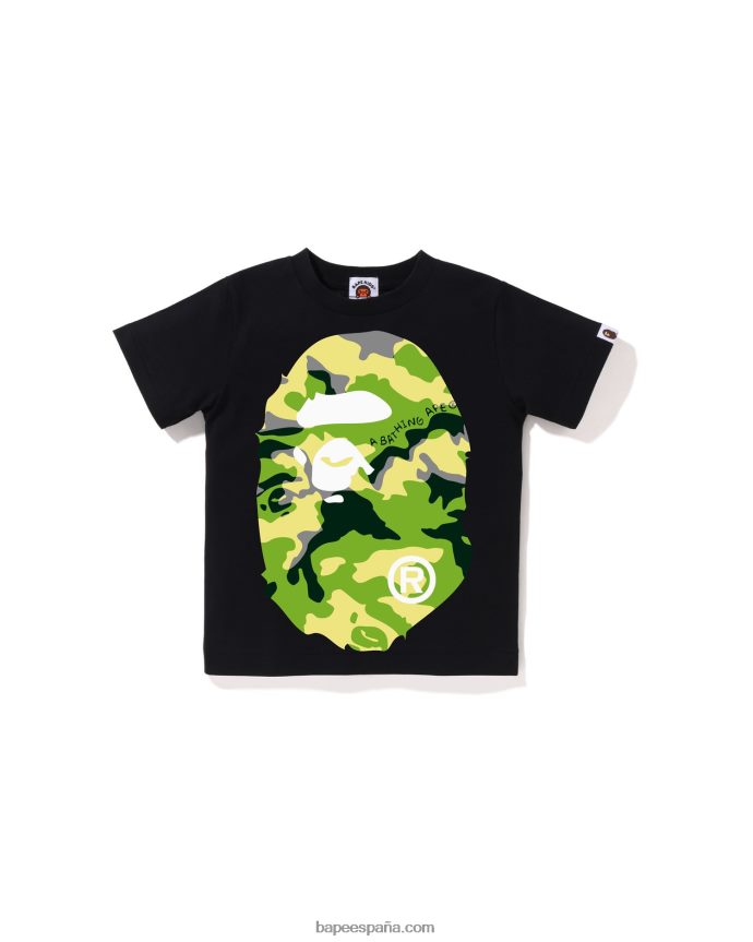 niños A Bathing Ape camiseta con cabeza grande de camuflaje Woodland 288PLL1385 negro