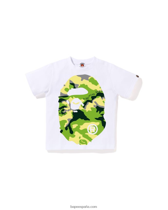 niños A Bathing Ape camiseta con cabeza grande de camuflaje Woodland 288PLL1386 blanco