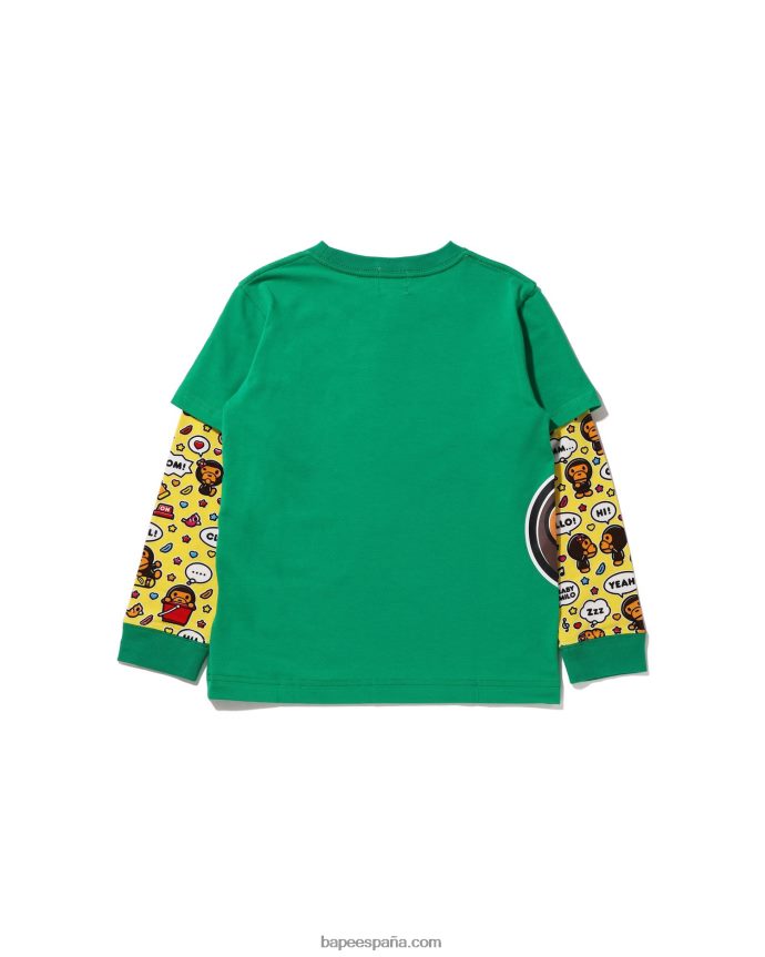 niños A Bathing Ape camiseta con capas de globos de diálogo de baby milo 288PLL1519 menta