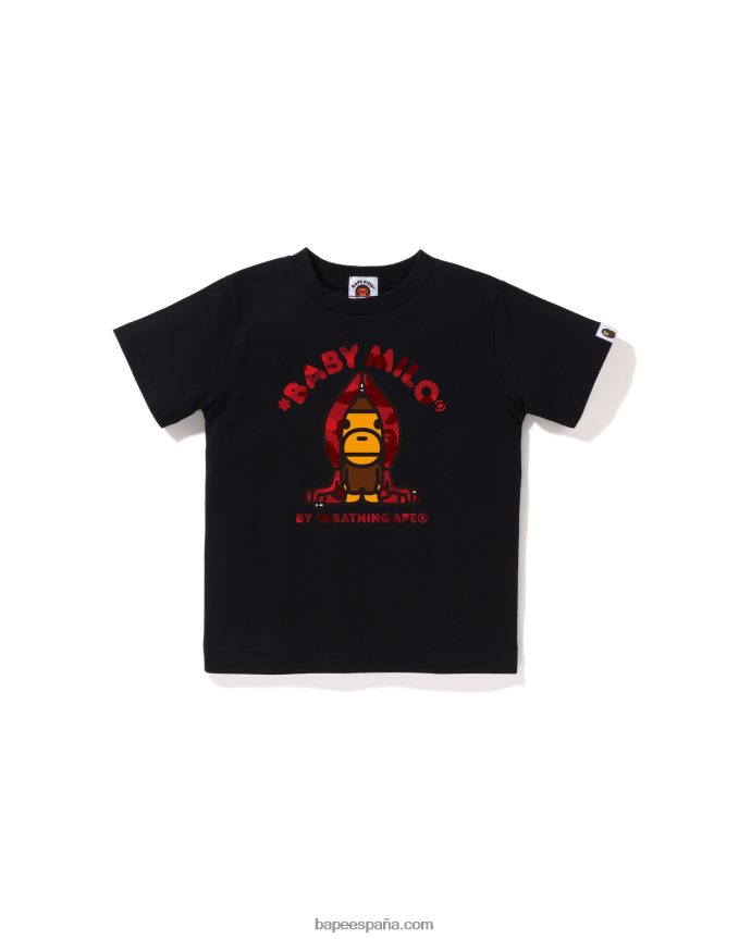 niños A Bathing Ape camiseta con capucha milo de camuflaje de color 288PLL1430 negro