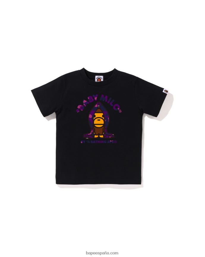 niños A Bathing Ape camiseta con capucha milo de camuflaje de color 288PLL1431 negro