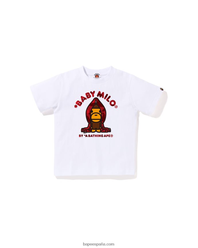 niños A Bathing Ape camiseta con capucha milo de camuflaje de color 288PLL1433 blanco