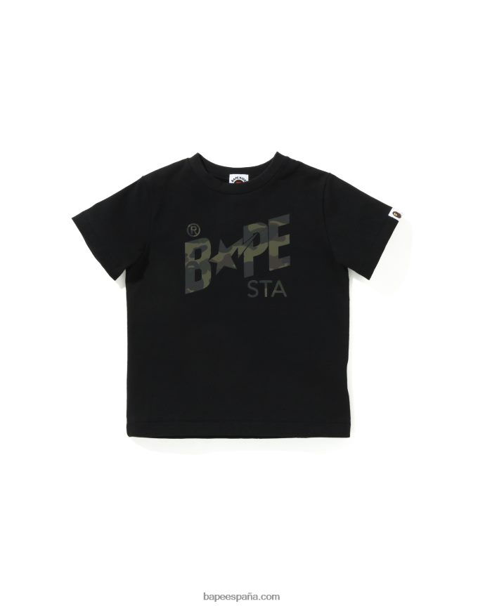 niños A Bathing Ape camiseta con el logo de camuflaje Reflect 1st 288PLL1662 negro