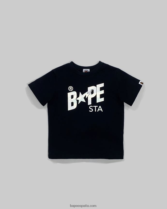 niños A Bathing Ape camiseta con el logo de camuflaje Reflect 1st 288PLL1663 negro