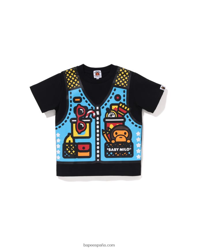 niños A Bathing Ape camiseta con estampado de chaleco de pesca baby milo 288PLL1315 negro