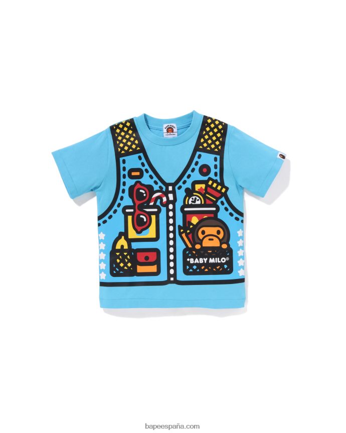 niños A Bathing Ape camiseta con estampado de chaleco de pesca baby milo 288PLL1316 azul claro
