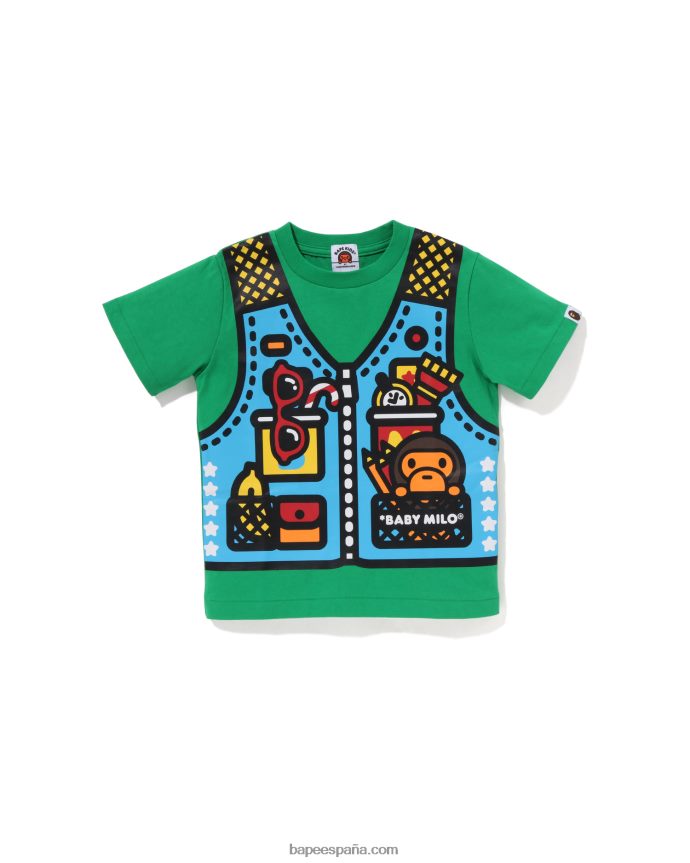 niños A Bathing Ape camiseta con estampado de chaleco de pesca baby milo 288PLL1317 Esmeralda