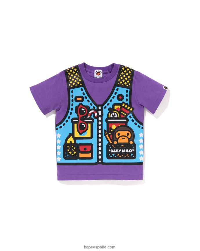 niños A Bathing Ape camiseta con estampado de chaleco de pesca baby milo 288PLL1319 púrpura