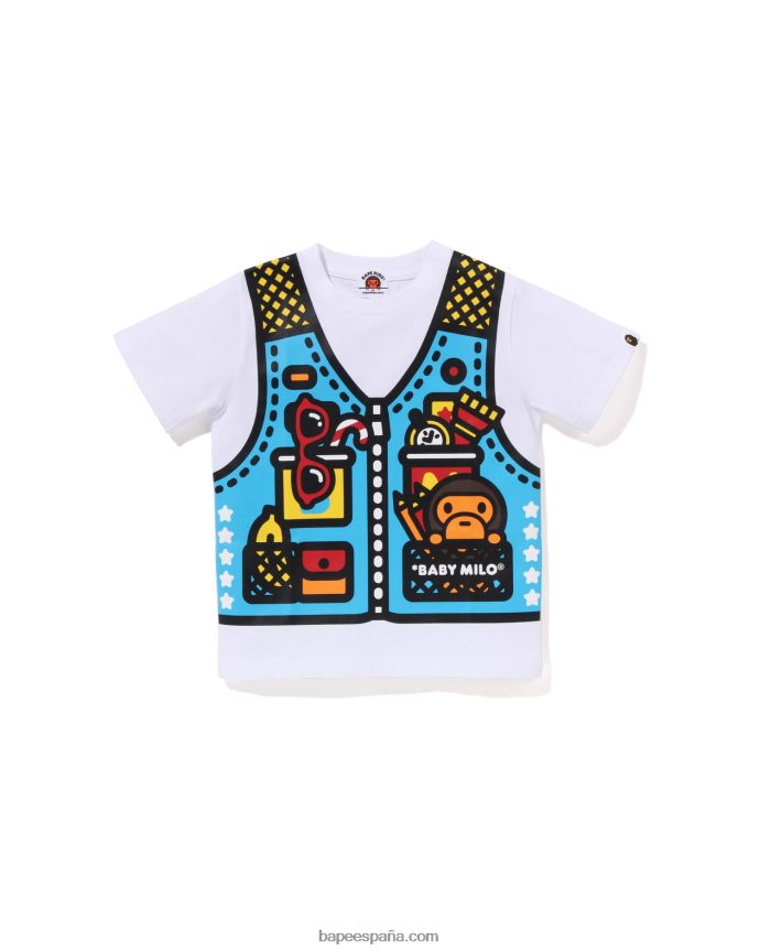 niños A Bathing Ape camiseta con estampado de chaleco de pesca baby milo 288PLL1320 blanco