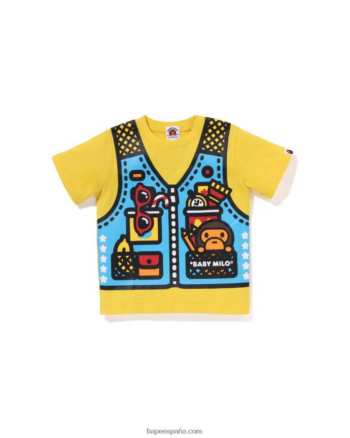 niños A Bathing Ape camiseta con estampado de chaleco de pesca baby milo 288PLL1321 amarillo