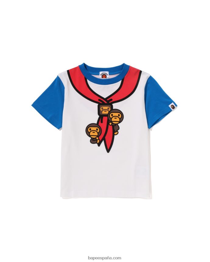 niños A Bathing Ape camiseta con estampado de jefe de boy scout de baby milo 288PLL1378 azul