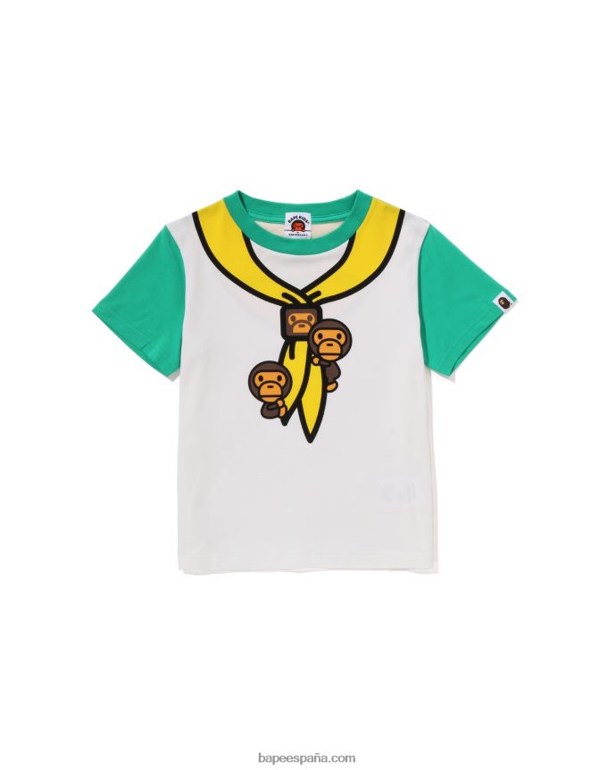 niños A Bathing Ape camiseta con estampado de jefe de boy scout de baby milo 288PLL1379 verde pavo real