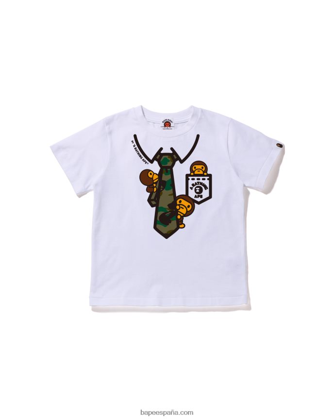 niños A Bathing Ape camiseta con estampado de lazo en el cuello 1st camo baby milo 288PLL1658 blanco