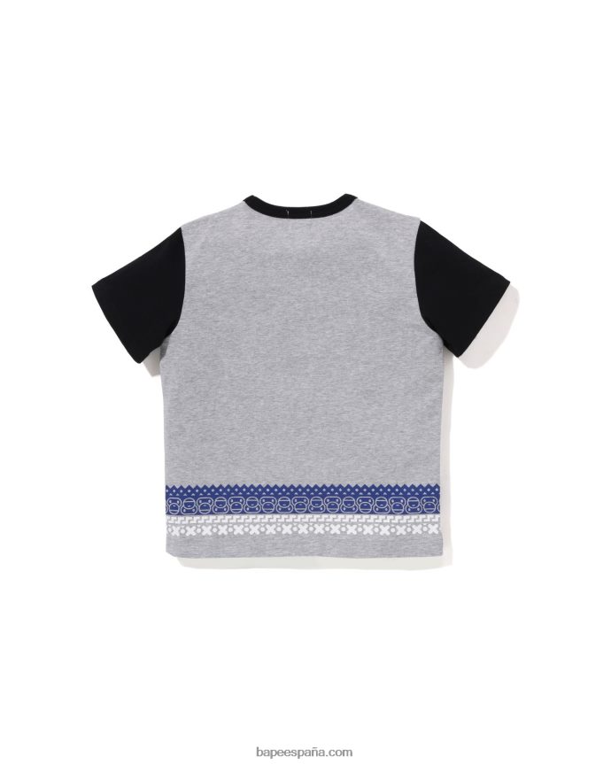 niños A Bathing Ape camiseta con estampado nórdico baby milo 288PLL1474 gris