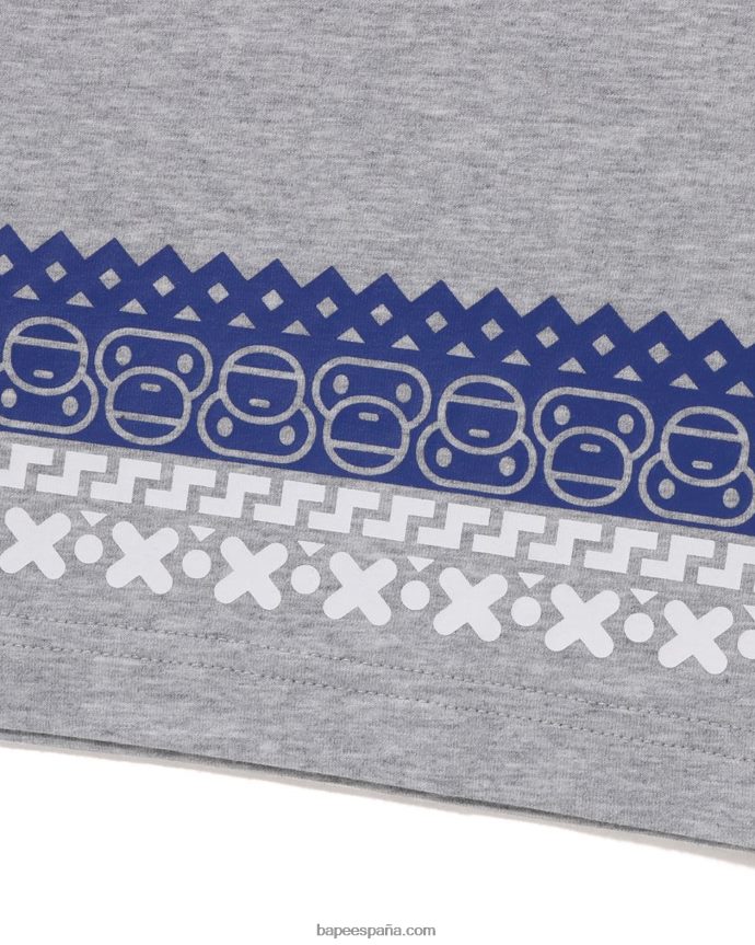 niños A Bathing Ape camiseta con estampado nórdico baby milo 288PLL1474 gris