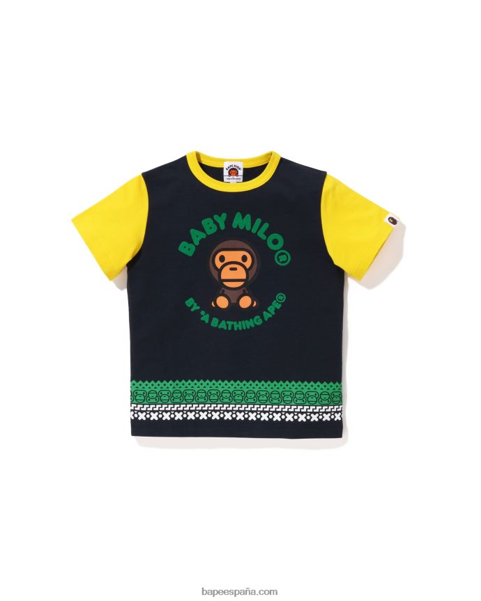 niños A Bathing Ape camiseta con estampado nórdico baby milo 288PLL1475 Azul marino