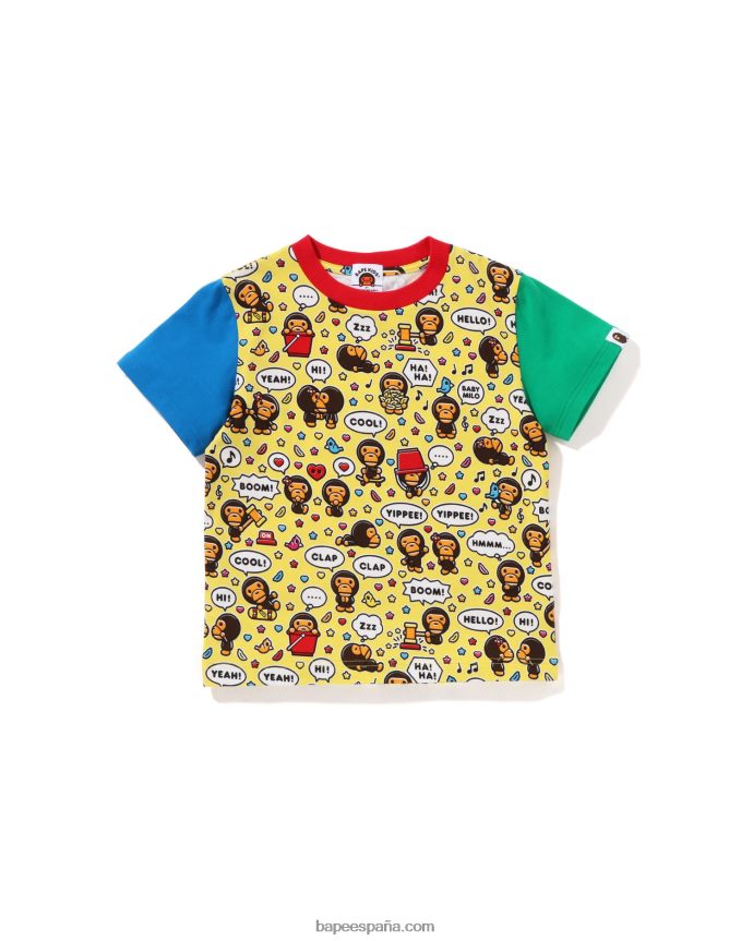 niños A Bathing Ape camiseta con globo de diálogo de baby milo 288PLL1592 amarillo
