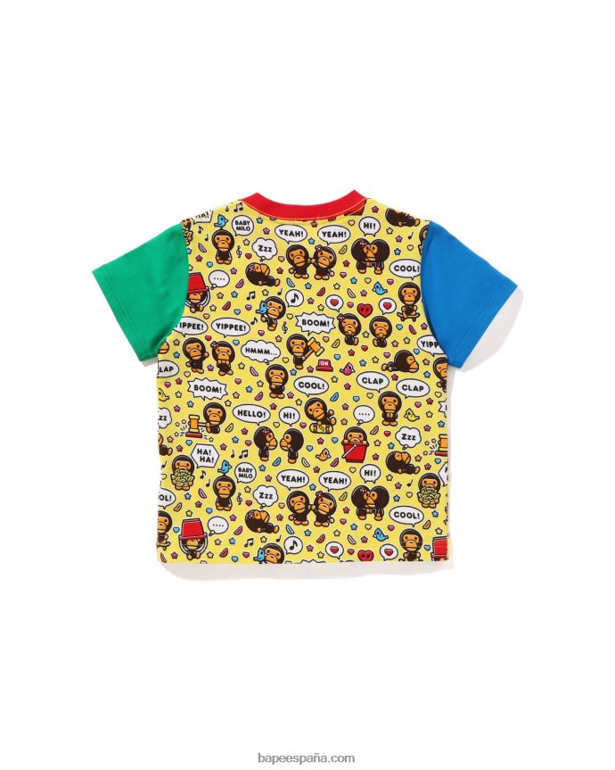 niños A Bathing Ape camiseta con globo de diálogo de baby milo 288PLL1592 amarillo