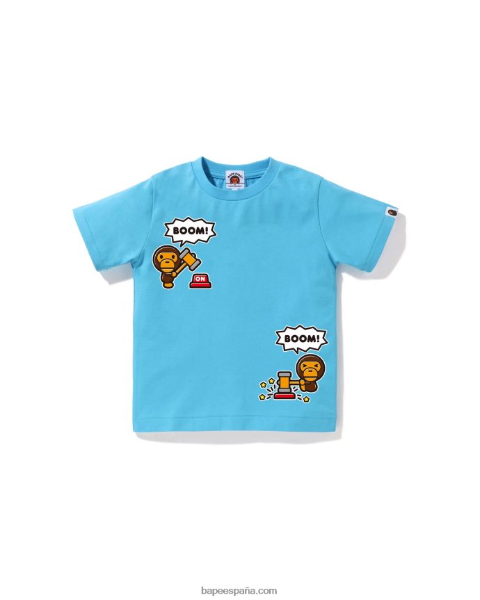 niños A Bathing Ape camiseta con globo de diálogo de baby milo n.º 4 288PLL1561 cielo azul