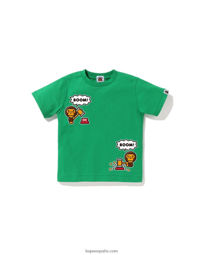 niños A Bathing Ape camiseta con globo de diálogo de baby milo n.º 4 288PLL1562 Esmeralda