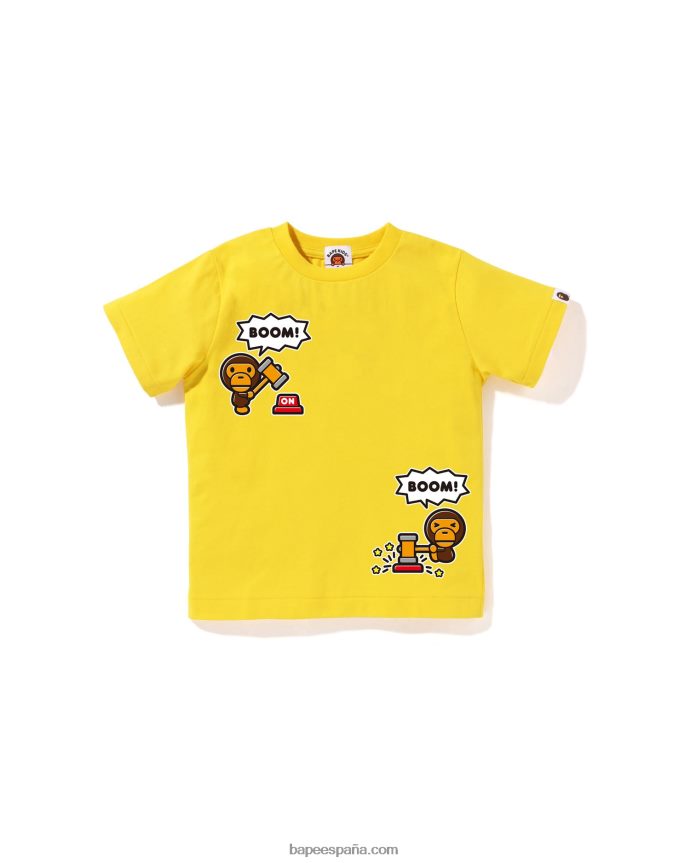 niños A Bathing Ape camiseta con globo de diálogo de baby milo n.º 4 288PLL1563 amarillo