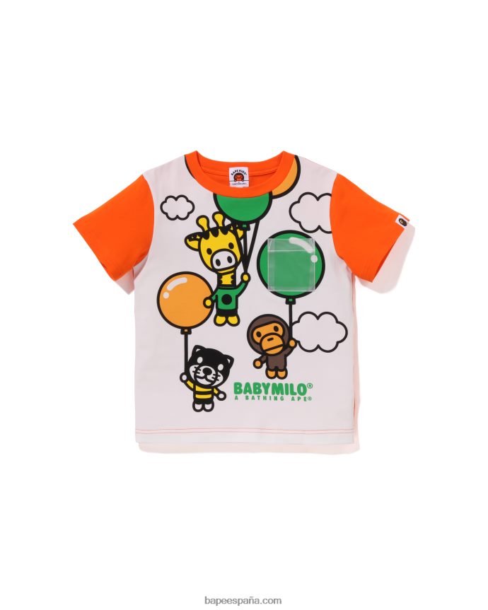 niños A Bathing Ape camiseta con globos de baby milo friends 288PLL1301 naranja