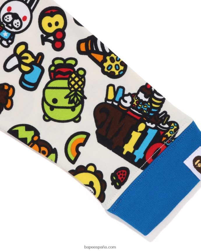 niños A Bathing Ape camiseta con mangas a capas de frutas mixtas baby milo 288PLL1452 azul