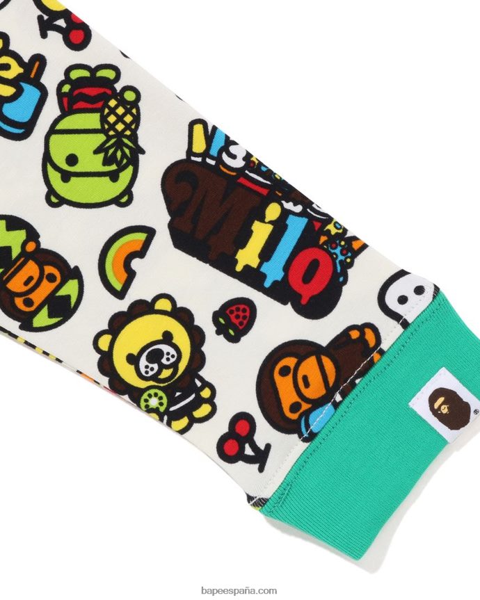 niños A Bathing Ape camiseta con mangas a capas de frutas mixtas baby milo 288PLL1453 verde claro