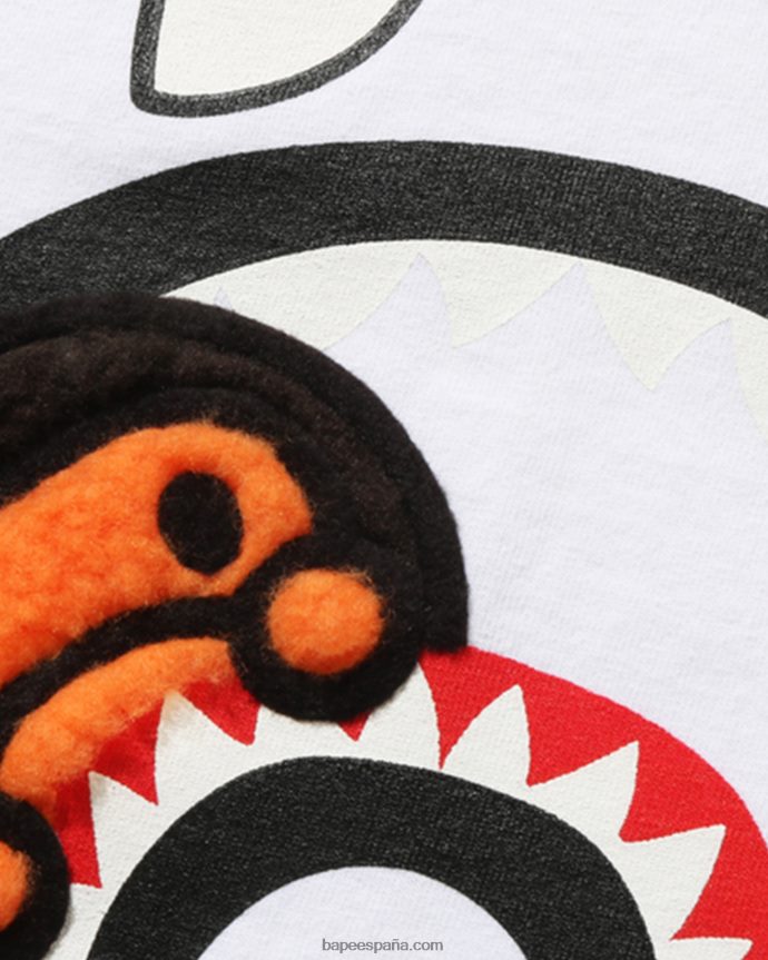 niños A Bathing Ape camiseta de boa polar con tiburón milo 288PLL1661 blanco