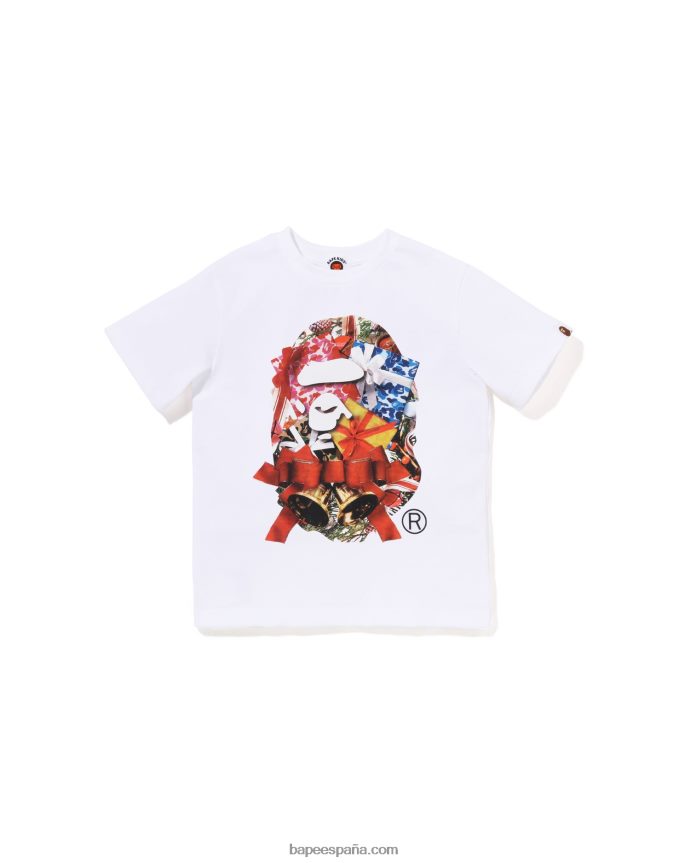 niños A Bathing Ape camiseta de cabeza de navidad 288PLL1358 blanco