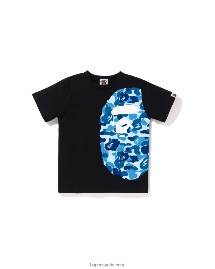 niños A Bathing Ape camiseta de cabeza grande con lado camuflado abc 288PLL1289 negro