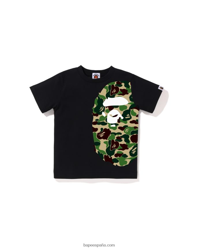 niños A Bathing Ape camiseta de cabeza grande con lado camuflado abc 288PLL1290 negro
