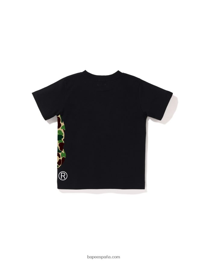 niños A Bathing Ape camiseta de cabeza grande con lado camuflado abc 288PLL1290 negro