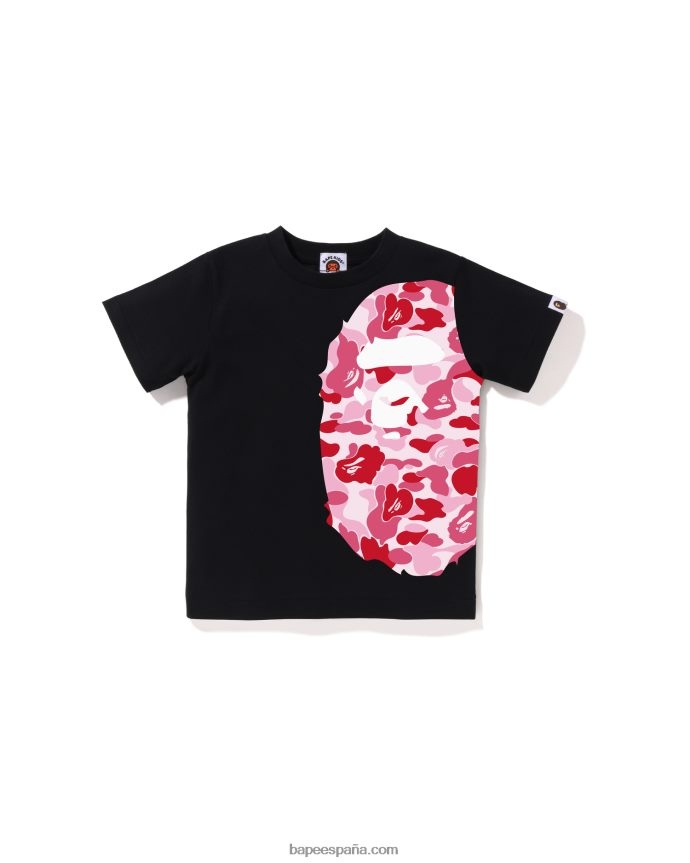 niños A Bathing Ape camiseta de cabeza grande con lado camuflado abc 288PLL1291 negro