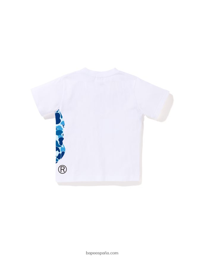 niños A Bathing Ape camiseta de cabeza grande con lado camuflado abc 288PLL1292 blanco