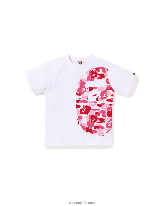 niños A Bathing Ape camiseta de cabeza grande con lado camuflado abc 288PLL1294 blanco