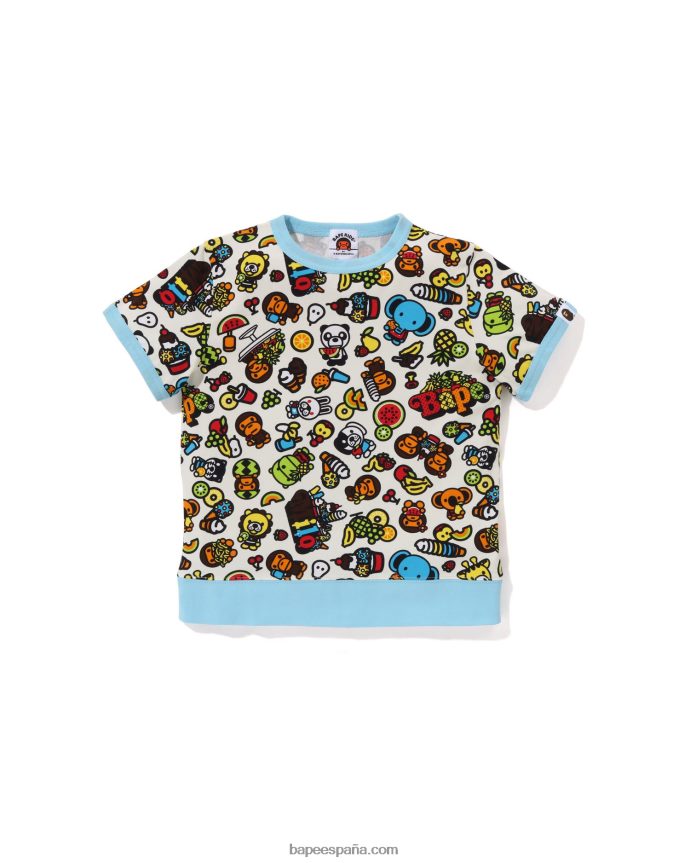 niños A Bathing Ape camiseta de costilla de frutas mixtas baby milo 288PLL1328 de color crema