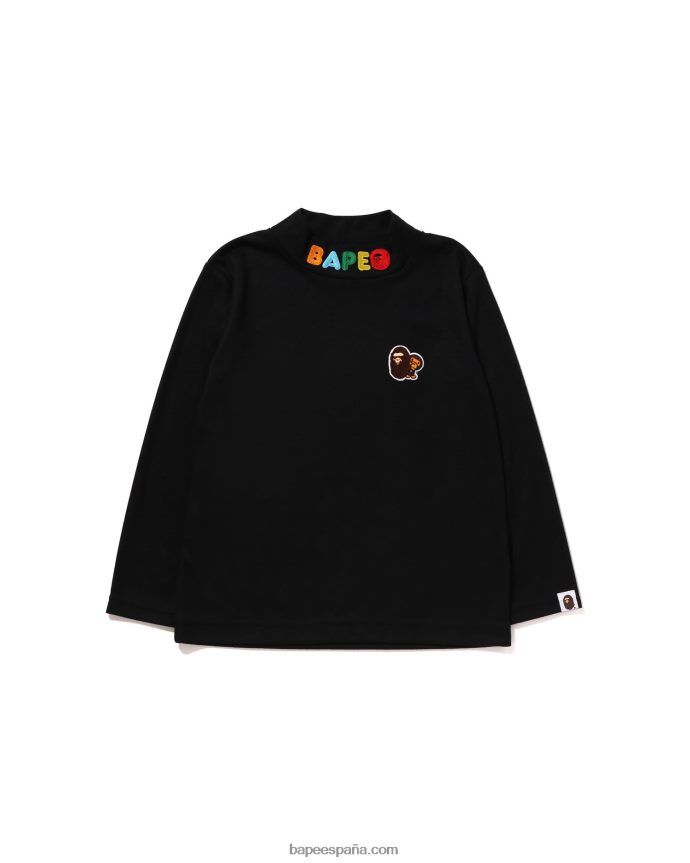 niños A Bathing Ape camiseta de cuello alto de un punto de head & milo 288PLL1492 negro