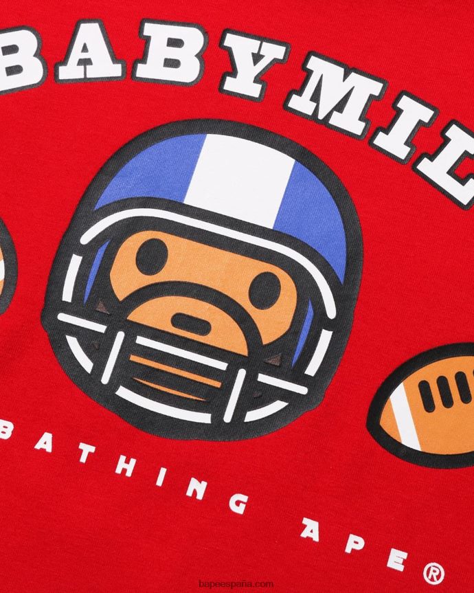 niños A Bathing Ape camiseta de fútbol bebé milo 288PLL1583 rojo brillante