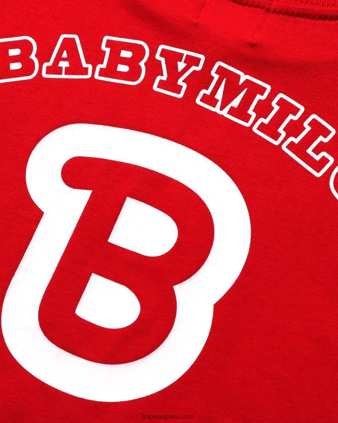 niños A Bathing Ape camiseta de fútbol bebé milo 288PLL1583 rojo brillante