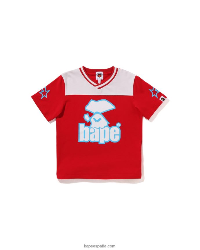 niños A Bathing Ape camiseta de fútbol cara de luna 288PLL1575 rojo brillante