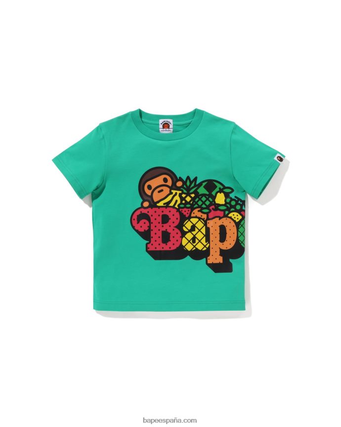 niños A Bathing Ape camiseta de frutas baby milo 288PLL1338 verde claro