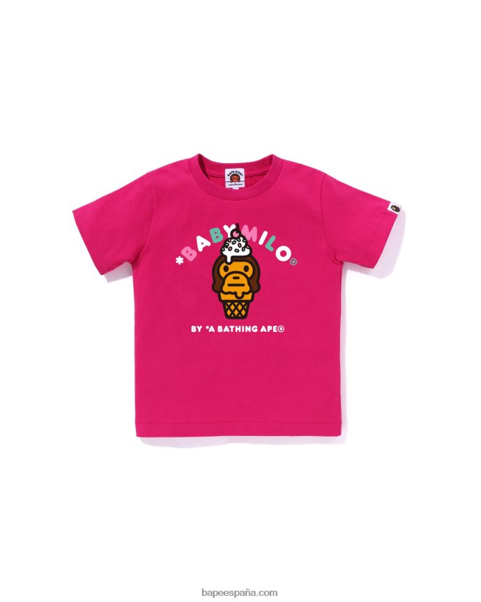 niños A Bathing Ape camiseta de helado baby milo 288PLL1411 rosa carmín