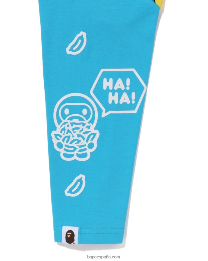 niños A Bathing Ape camiseta de manga raglán 3/4 con globo de discurso de baby milo 288PLL1529 azul