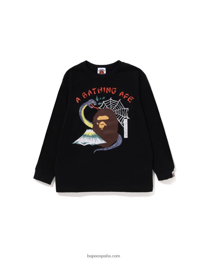 niños A Bathing Ape camiseta de recuerdo de la cultura japonesa 288PLL1369 negro