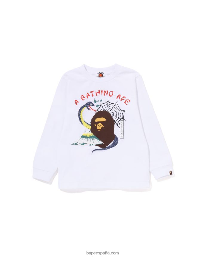 niños A Bathing Ape camiseta de recuerdo de la cultura japonesa 288PLL1370 blanco