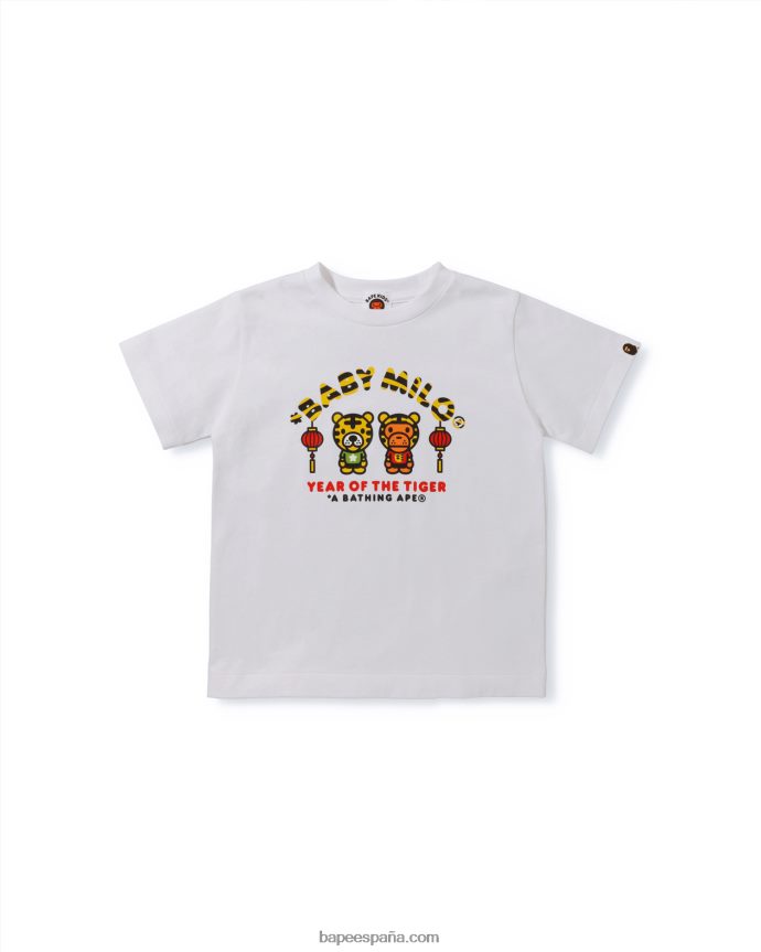 niños A Bathing Ape camiseta del año del tigre bebé milo 288PLL1746 blanco