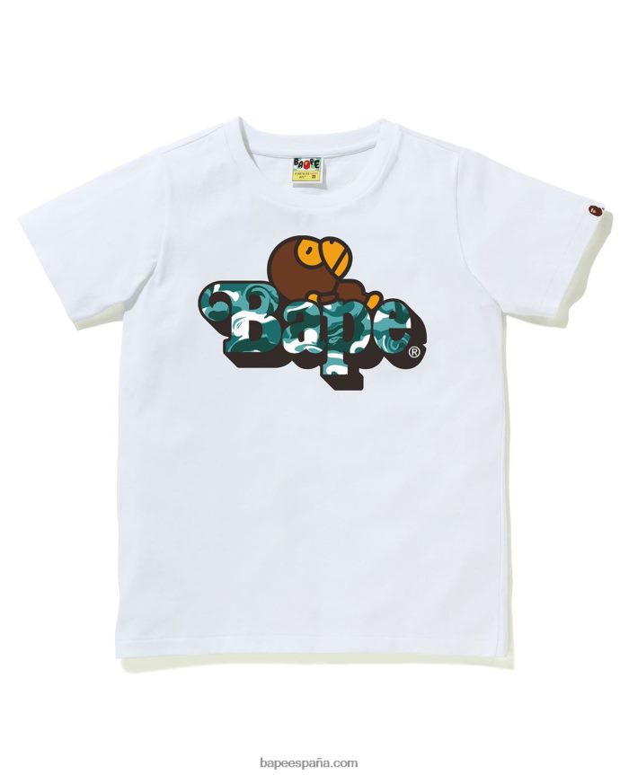 niños A Bathing Ape milo de camuflaje de mármol en la camiseta 288PLL1712 blanco