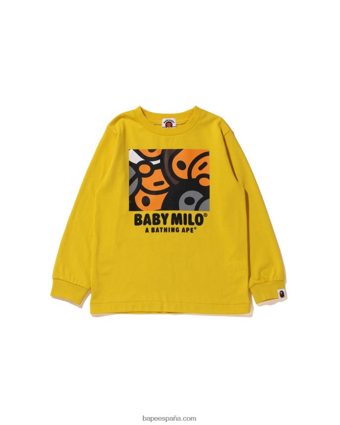 niños A Bathing Ape toda la camiseta de la mezcla del bebé milo 288PLL1517 amarillo empañado